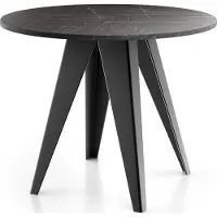 WFL GROUP Esstisch Glory im Industriestil - Moderner, Runder Tisch in Schwarzer Marmoroptik - Ausziehbar von 100 cm bis 140 cm, Pulverbeschichtete Metallbeine - Marmor Schwarz