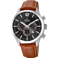 Festina Chronograph "Timeless Chronograph", braun (cognacfarben, schwarz), Armbanduhren, Herren, Chronograph, Armbanduhr, Quarzuhr, Herrenuhr, Stoppfunktion, Lederarmband