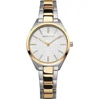 Bering Damen Armbanduhr Ultra Slim 31 mm 3 ATM Saphirglas Slim Design Armband Edelstahlband mit Edelstahlelementen 17231-704