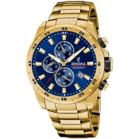 Festina F20541/2 Herren-Uhr Chronograph Goldfarben/Blau