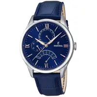 Festina Multifunktionsuhr , blau (blau, blau), Armbanduhren, Herren, silberfarben, Multifunktionsuhr, Armbanduhr, Quarzuhr, Herrenuhr, Lederarmband, Datum