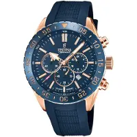 Festina Chronograph "Keramik Kollektion", rosa (blau, roségoldfarben, blau), Armbanduhren, Herren, roségoldfarben, Chronograph, Armbanduhr, Quarz, Herren, Keramiklünette, Saphirglas, Stoppfunktion