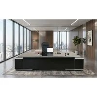 Jet-Line Büromöbel Chef Schreibtisch Managerschreibtisch Büroschreibtisch KEHL schwarz XXL 245x105x75 cm