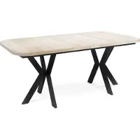 WFL GROUP Ausziehbarer Esstisch im Modern-Stil - Rechteckiger Tisch mit Schwarzen Metallbeinen - Industrietisch mit Abgerundeten Ecken - Spacesaver - 200 x 100 cm - Sonoma Eiche
