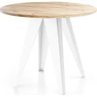 WFL GROUP Esstisch Glory Weiß im Industriestil - Modern, Rund - Ausziehbar von 100 cm bis 140 cm, Pulverbeschichtete Metallbeine - Craft Eiche