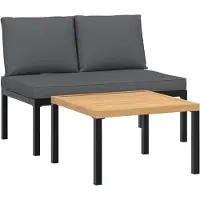 vidaXL 2-tlg. Garten-Sofagarnitur mit Kissen Schwarz Aluminium