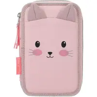 Depesche 14033 Princess Mimi - Gefüllte 2-Fach Federtasche in Rosa, mit Katzen Motiv und Katzenohren, Federmappe mit Buntstiften, Schere, Schablone UVM.
