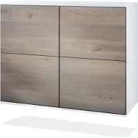 Vladon Kommode Rova V3, Moderner Küchenschrank mit 4 Push-to-Open Türen Weiß matt / Eiche Nordic (92,5 x 73.5 x 35)