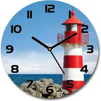 Tulup Wanduhr aus Glas 30fi Glasbild Glasuhr Gehärtetes Glas - schwarze-zeiger - Lighthouse