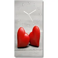 Tulup Wanduhr aus Glas – 30x60 cm - Glasbild - Glasuhr - Gehärtetes Glas -Herzen auf dem Holz