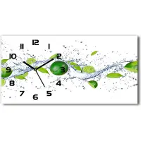 Tulup Wanduhr aus Glas – 60x30 cm - Glasbild - Glasuhr - Gehärtetes Glas - schwarze-zeiger - Limes und Wasser