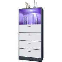 Vladon Kommode Pino V3, Germany, Anrichte mit 4 Schubladen & 1 offenem Fach, Anthrazit matt/Weiß matt mit LED RGB (56 x 125 x 36 cm)