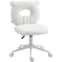 Welikera Bürostuhl Schreibtischstuhl, höhenverstellbar, Teddyfell, 50 cm x 56 cm x 90 cm, Weiß