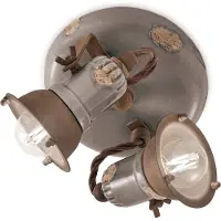 Licht-Erlebnisse Spot Strahler Metall Keramik verstellbar Taupe Shabby Antik Rostbraun E14 2-flammig Vintage Design
