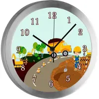 CreaDesign Funkuhr, Kinder Wanduhr, Kinderuhr, Kinderzimmer Baustelle