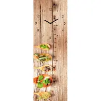 Levandeo Wanduhr Glas 20x60cm Kräuter Gewürze Löffel Uhr Glasbild Küche Küchenbild Deko