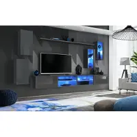 AC-DÉCO Anbauwand Wohnwand Schrankwand SWITCH XXV mit Push - Click LED B.