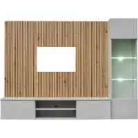 ASM-Moebel Wohnwand Anbauwand Wohnzimmer Schrankwand XARI PGAS L mit Led und Push - Click