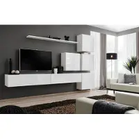 ASM-Moebel Anbauwand Wohnwand Wohnzimmer Schrankwand SWITCH IX mit Push - Click