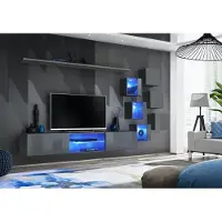 ASM-Moebel Anbauwand Wohnwand Schrankwand SWITCH XXI mit Push - Click LED B.