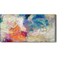 Coloray Wanduhr Bürouhr Leinwand Bild Geräuschlos 60x30 Malerei Abstrakte Kunst - weiße Hände