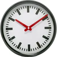 B&S Wanduhr Analog Quartz Ø 23,5 cm Ziffernblatt Striche Rund schwarz Metallrahmen