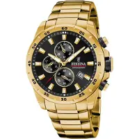Festina F20541/4 Chronograph Uhr Herrenuhr Edelstahl Chrono Datum gold