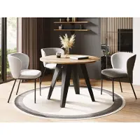 WFL GROUP Esstisch Glory im Industriestil - Modern, Rund - Ausziehbar von 100 cm bis 140 cm, Pulverbeschichtete Metallbeine - Craft Eiche