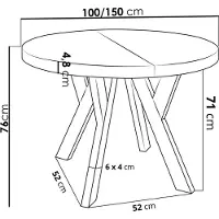 WFL GROUP Designer Runder Ausziehbarer Esstisch - Loft-Stil, Industriell, Platzsparend - Schwarze Beine - 100 bis 150cm - für 5-8 Personen - Hergestellt in EU - Sonoma Eiche - 150 cm