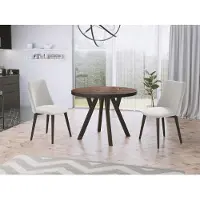 WFL GROUP Designer Runder Ausziehbarer Esstisch - Loft-Stil, Industriell, Platzsparend - Schwarze Beine - 100 bis 200 cm - für 5-10 Personen - Hergestellt in EU - Arvadonna Chestnut - 200 cm
