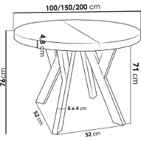 WFL GROUP Designer Runder Ausziehbarer Esstisch - Loft-Stil, Industriell, Platzsparend - Schwarze Beine - 100 bis 200 cm - für 5-10 Personen - Hergestellt in EU - Sonoma Eiche - 200 cm