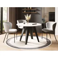 WFL GROUP Esstisch Glory im Industriestil - Moderner, Runder Tisch in Weißer Marmoroptik - Ausziehbar von 90 cm bis 130 cm, mit Pulverbeschichteten Metallbeinen, Tisch für Kleine Küche - Marmor Weiß