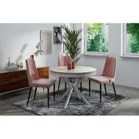 WFL GROUP Runder Ausziehbarer Esstisch - Loft Style Tisch mit Weißen Metallbeinen - 100 bis 180 cm - Industrieller Tisch für Wohnzimmer - Kompakt - 100 cm - Sonoma Eiche