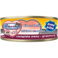 Renske Paté Nassfutter - Katze - Huhn mit Kaninchen - 24 x 70 g