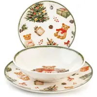 H&h 18-teiliges Teddybär-Weihnachtsgeschirr-Set