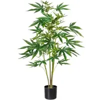 Creativ Green künstliche Pflanze Zierhanfpflanze, ca 90cm, 72 Bl.,, grün, im Kunststofftopf 12x11cm