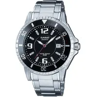 Casio Quarzuhr, silber (silberfarben, schwarz), TIMELESS COLLECTION, Armbanduhren, Herren, Quarzuhr, Armbanduhr, Herrenuhr, Datum, bis 20 bar wasserdicht, Edelstahlarmband