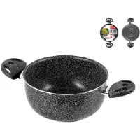 Pengo Home Stone Stielkasserolle mit 2 Griffen, Stein/Kunststoff, Anthrazit, 20 cm