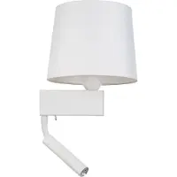 Licht-Erlebnisse Wandleuchte mit Leselampe Schalter Weiß Stoffschirm Modern wohnlich LEONIE Wandlampe Bett Sofa