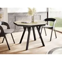 WFL GROUP Moderner Runder Ausziehbarer Esstisch Desmond mit Schwarz Holzbeinen – Erweiterbar bis 200 cm, Ideal für 4 bis 8 Personen - Loft-Stil Tisch für Esszimmer oder Küche - Sonoma Eiche