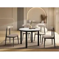 WFL GROUP Runder Ausziehbarer Esstisch mit Schwarzem Metallgestell – Tisch mit Schwarzen Metallbeinen im Loft-Stil – Platzsparender Tisch für Wohnzimmer, Esszimmer oder Küche – Weiß – 100 bis 180 cm