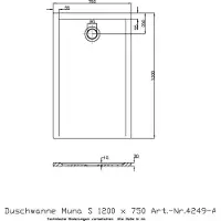 Hoesch Duschwanne MUNA S 1200x750x30mm we