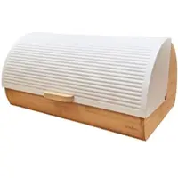 Briebe BB1162WHT Brotkasten für Brotaufbewahrung, Bambusholz, Schiebedeckel, Brotbox Aufbewahrung, Weiß