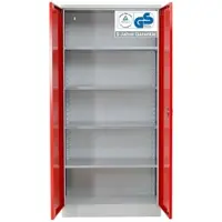 Proregal Stahlschrank Bee 5 Fachböden HxBxT 195 x 92 x 60 cm Pulverbeschichtetes & Verstärktes Fachbodenmaterial Grau & Rot