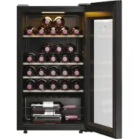Haier Wine Bank 50 Serie 3 HWS34GGH1, Weinkühler mit Kompressor, Freistehend, 34 Flasche(n), G, Schwarz, Schwarz