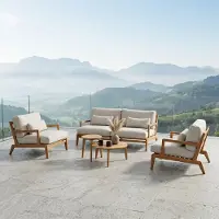 Suns TERMOLI Sofagarnitur 5-teilig Teak inkl. Kissen Taupe gravel