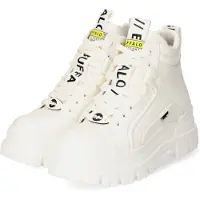 Buffalo Schnürboots "ASPHA NC MID", Damen, Gr. 38, Textil, weiß, Lederimitat, Schuhe Schnürboots, Plateauboots, Schnürstiefelette, High Top Sneaker in monochromer Optik