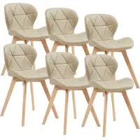 En.casa Esszimmerstuhl 'Älmhult' 6-er Set 78x47x52 cm Kunstleder Beige