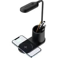 Platinet , LED Tischlampe mit Qi 10W und verstellbarem Licht, Schwarz