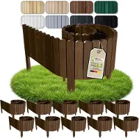 Pemicont Floranica Garten Begrenzung Holz 20 m, 10 x 200 cm, 10 cm hoch, Braun – Rasenkanten-Set aus Kiefer, gerundete Oberkante